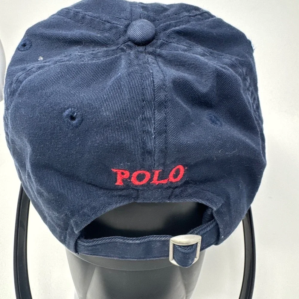 Polo Ralph Lauren Boys Navy Blue Cotton Baseball Cap Red Pony Hat Kids Size 4-7